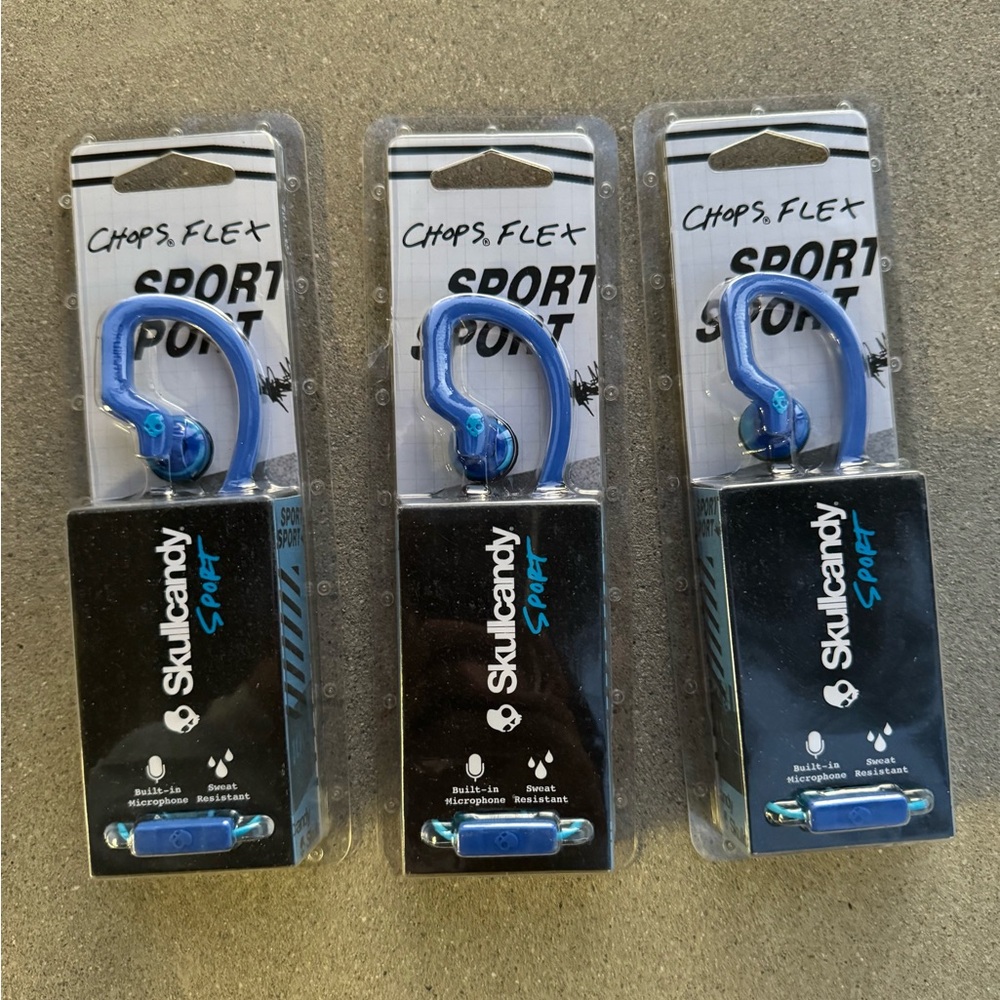 Skullcandy S4CHY-K608 Chops Flex Sport Earbud with Mic – Royal Blue/Blue/Swirl